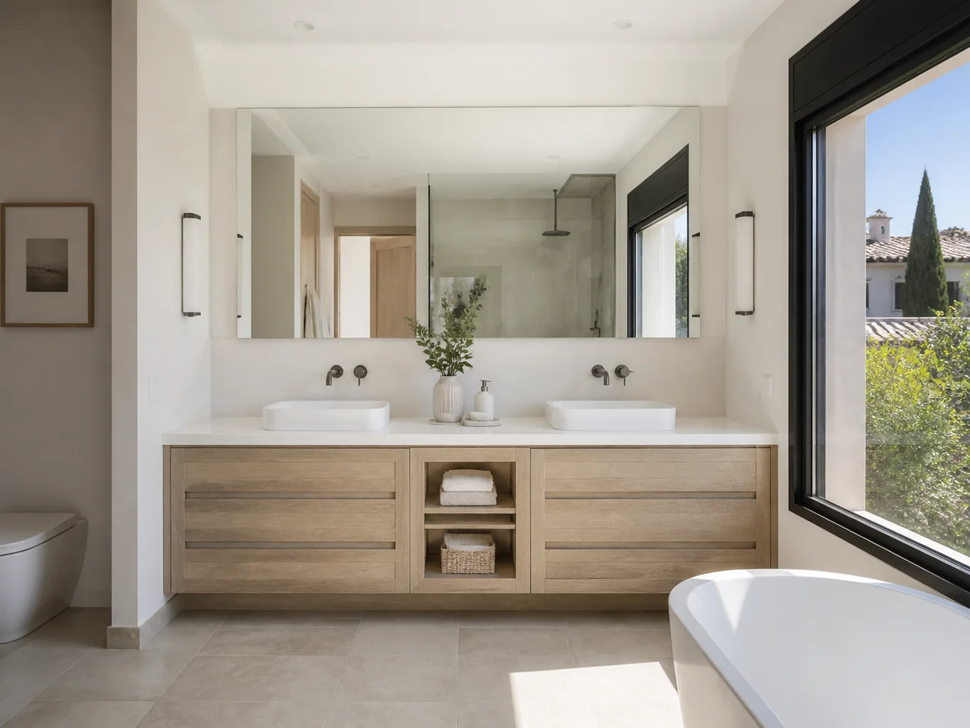 Detalle orientativo de materiales para muebles bajo lavabo a medida
