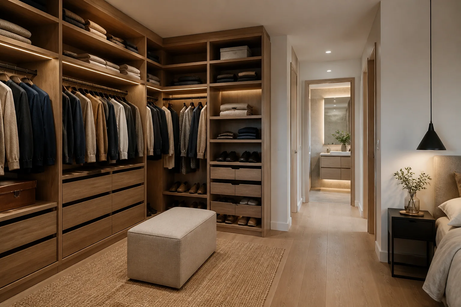 Vestidores a medida para anexo compacto al dormitorio en Valencia